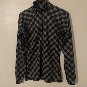Nike Pro Dri Fit Half Zip Athletic Jacket Black Gray Check Size Medium